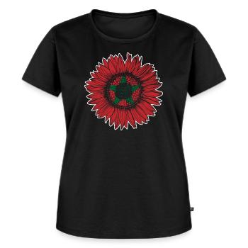 Maroc Drapeau Tournesol - T-shirt Premium bio Femme - noir - Devant - Selfina (174cm)