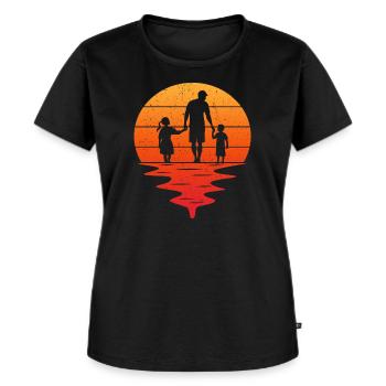 Vater und Tochter - Vater und Sohn, Vater Sohn und Tochter - Frauen Premium Bio T-Shirt - Schwarz - Vorne - Selfina (174cm)