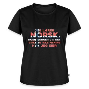 Learn Norwegian - Women's Premium Organic T-shirt - black - Front - Selfina (174cm)