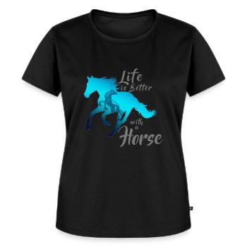 LA VIE EST MIEUX AVEC UN CHEVAL! - T-shirt Premium bio Femme - noir - Devant - Selfina (174cm)