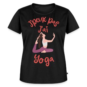 Exercices de yoga - T-shirt Premium bio Femme - noir - Devant - Selfina (174cm)