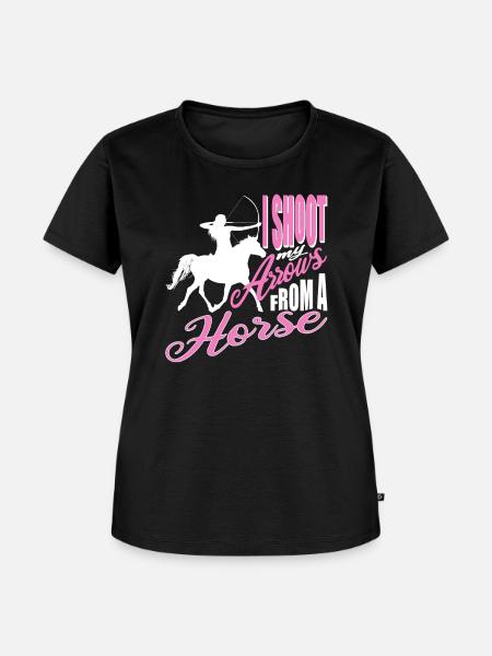 Bogenschießen vom Pferd - Frauen Premium Bio T-Shirt - Schwarz