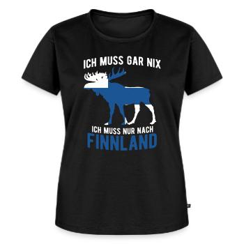 Ich Muss Nur Nach Finnland - Frauen Premium Bio T-Shirt - Schwarz - Vorne - Selfina (174cm)