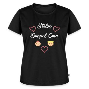 Stolze Doppel Oma Enkelkinder - Frauen Premium Bio T-Shirt - Schwarz - Vorne - Selfina (174cm)