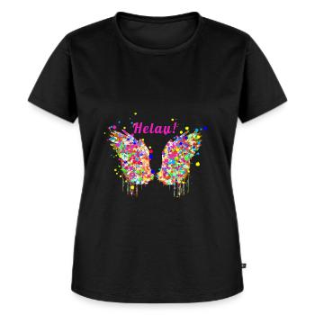 Flügel, Konfetti,angelwings,karneval, helau - Frauen Premium Bio T-Shirt - Schwarz - Vorne - Selfina (174cm)