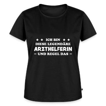 Arzthelferin Lustiger Spruch Arzthelferin Geschenk - Frauen Premium Bio T-Shirt - Schwarz - Vorne - Selfina (174cm)