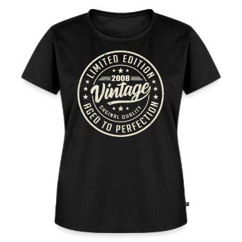 Jahrgang 2008 Geschenk 2008 Retro Geburtstag 2008 - Frauen Premium Bio T-Shirt - Schwarz - Vorne - Selfina (174cm)