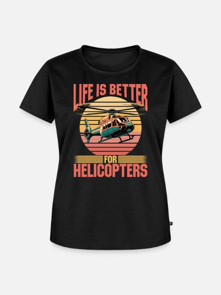 Helicopter funny Pilot - Frauen Premium Bio T-Shirt - Schwarz