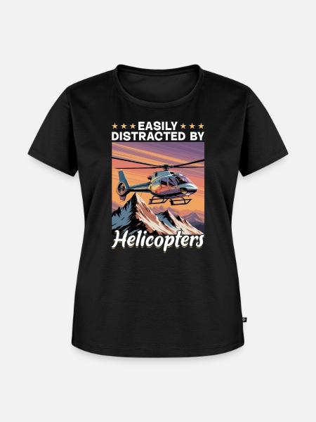 Helicopter funny Pilot - Frauen Premium Bio T-Shirt - Schwarz