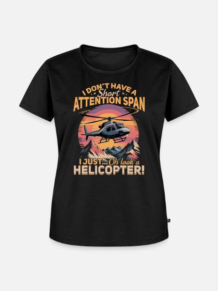 Helicopter funny Pilot - Frauen Premium Bio T-Shirt - Schwarz