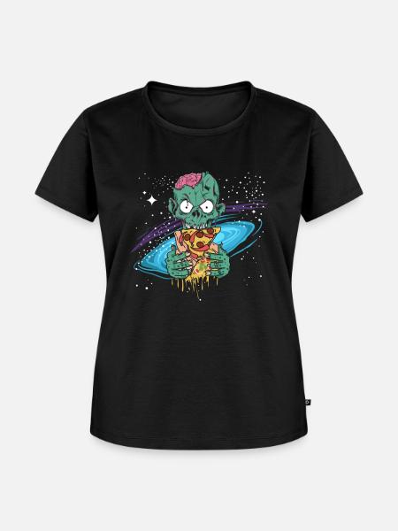 Zombie Halloween Weltraum Pizza Geschenk - Frauen Premium Bio T-Shirt - Schwarz