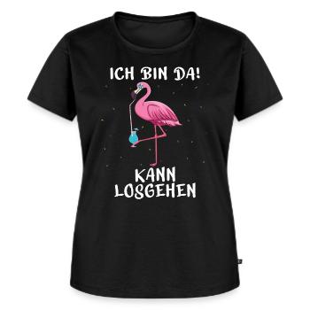 Ich bin da kann losgehen Flamingo Party Saufen - Frauen Premium Bio T-Shirt - Schwarz - Vorne - Selfina (174cm)