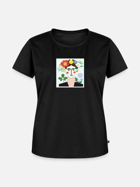 Blumenfrau Portät - Frauen Premium Bio T-Shirt - Schwarz