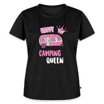 Happy Camping Queen - T-shirt Premium bio Femme - noir - Devant - Selfina (174cm)