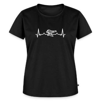 Herzschlag Falknerei Beizjagd Greifvogel Falkner - Frauen Premium Bio T-Shirt - Schwarz - Vorne - Selfina (174cm)