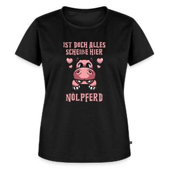Ist doch alles scheiße hier Nölpferd - Frauen Premium Bio T-Shirt - Schwarz - Vorne - Selfina (174cm)