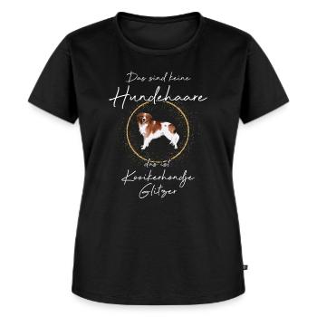 Das ist Kooikerhondje Glitzer Hund - Frauen Premium Bio T-Shirt - Schwarz - Vorne - Selfina (174cm)