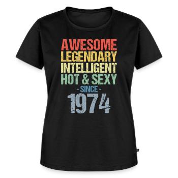 Born 1974 Born 1974 Birthday - Women's Premium Organic T-shirt - black - Front - Selfina (174cm)