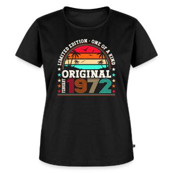 Cadeau d’anniversaire original de février millésime 1972 - T-shirt Premium bio Femme - noir - Devant - Selfina (174cm)