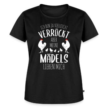 Hühner Huhn Küken Bauernhof Hühnerstall Geschenk - Frauen Premium Bio T-Shirt - Schwarz - Vorne - Selfina (174cm)