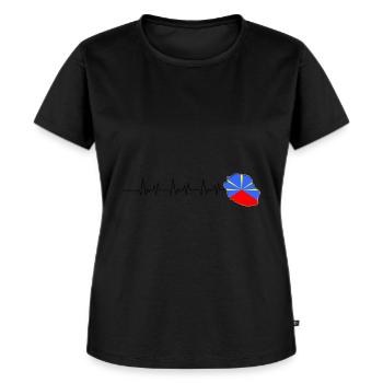 Drapeau Carte île de la Réunion Battement de coeur - T-shirt Premium bio Femme - noir - Devant - Selfina (174cm)