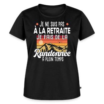 Retraite retraité randonnée randonneur randonneuse - T-shirt Premium bio Femme - noir - Devant - Selfina (174cm)