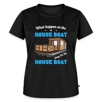 Was auch immer auf dem Hausboot passiert - Boating - Frauen Premium Bio T-Shirt - Schwarz - Vorne - Selfina (174cm)