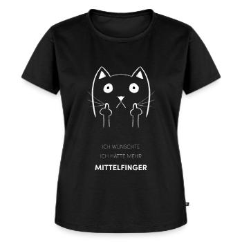 Ich wünschte ich hätte mehr Mittelfinger - Frauen Premium Bio T-Shirt - Schwarz - Vorne - Selfina (174cm)
