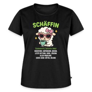 Schaf Spruch Schäffin Lustig Geschenkidee Schafe - Frauen Premium Bio T-Shirt - Schwarz - Vorne - Selfina (174cm)