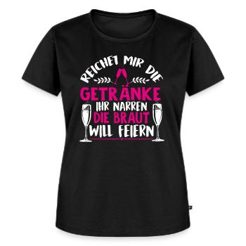 BRAUT / HOCHZEIT / FEIER / JUNGGESELLIN - Frauen Premium Bio T-Shirt - Schwarz - Vorne - Selfina (174cm)