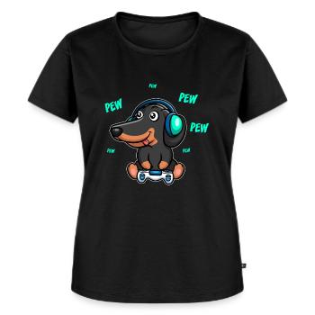 Dachshund Teckel gambles plays video game - Women's Premium Organic T-shirt - black - Front - Selfina (174cm)
