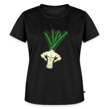 Bodybuilding Gewichtheber Lauch - Frauen Premium Bio T-Shirt - Schwarz - Vorne - Selfina (174cm)
