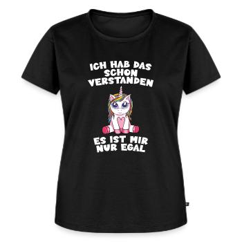 Ich hab das verstanden is mir nur egal - Frauen Premium Bio T-Shirt - Schwarz - Vorne - Selfina (174cm)