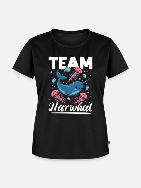 Narwhal Chibi Kawaii - Frauen Premium Bio T-Shirt - Schwarz