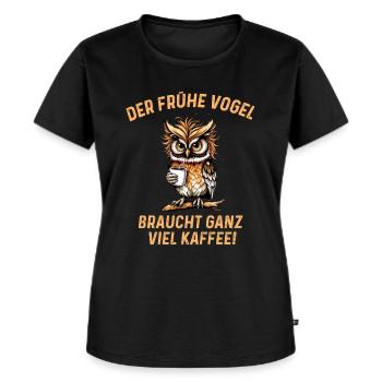 Kaffee Eule der frühe Vogel Spaß Morgenmuffel - Frauen Premium Bio T-Shirt - Schwarz - Vorne - Selfina (174cm)