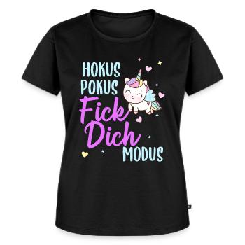 Hokus Pokus Fick Dich Modus Frauen Einhorn - Frauen Premium Bio T-Shirt - Schwarz - Vorne - Selfina (174cm)