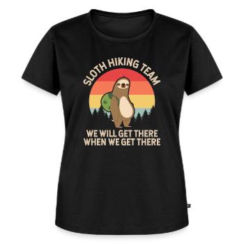 Faultier Wanderteam - Frauen Premium Bio T-Shirt - Schwarz - Vorne - Selfina (174cm)