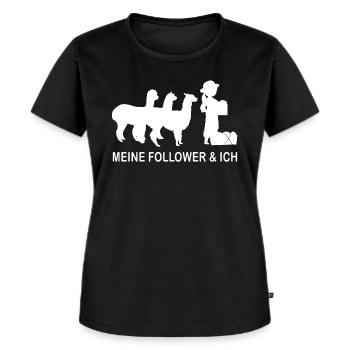 Meine Follower und ich Alpaka Frauen weiss - Frauen Premium Bio T-Shirt - Schwarz - Vorne - Selfina (174cm)