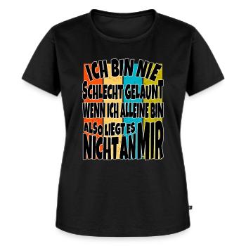 Lustiger "Schlecht gelaunt" Spruch - Frauen Premium Bio T-Shirt - Schwarz - Vorne - Selfina (174cm)