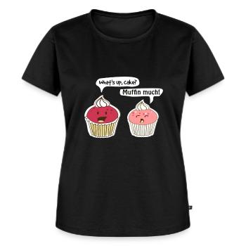 Muffin Konversation - Frauen Premium Bio T-Shirt - Schwarz - Vorne - Selfina (174cm)