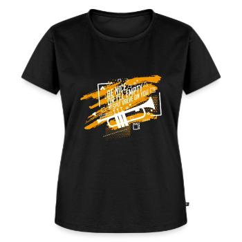 Trompete - Frauen Premium Bio T-Shirt - Schwarz - Vorne - Selfina (174cm)
