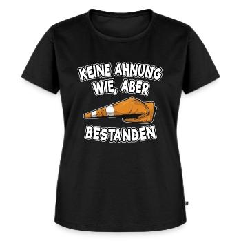 KFZ Auto Führerschein Prüfung bestanden Motorrad - Frauen Premium Bio T-Shirt - Schwarz - Vorne - Selfina (174cm)