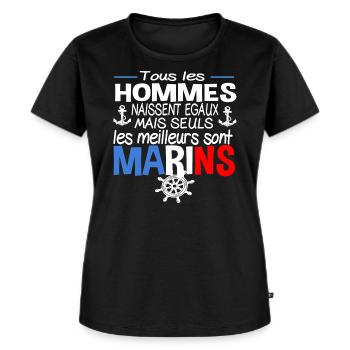 Marin Métier Cadeau Humour Marine Mer Homme - T-shirt Premium bio Femme - noir - Devant - Selfina (174cm)