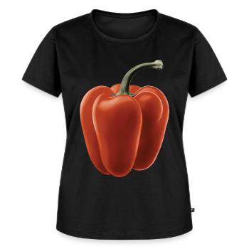 Paprika Geschenk - Frauen Premium Bio T-Shirt - Schwarz - Vorne - Selfina (174cm)