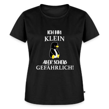 klein aber gefährlich lustiger Pinguin - Frauen Premium Bio T-Shirt - Schwarz - Vorne - Selfina (174cm)
