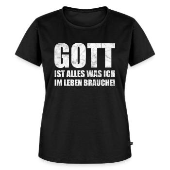 Gott ist alles / Christliches Geschenk - Frauen Premium Bio T-Shirt - Schwarz - Vorne - Selfina (174cm)