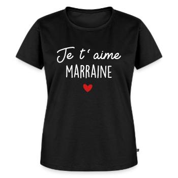 Je t'aime Marraine d'amour - T-shirt Premium bio Femme - noir - Devant - Selfina (174cm)