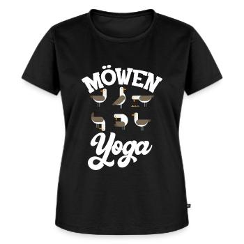 Möwen Yoga lustiges Geschenk für Norddeutschen - Frauen Premium Bio T-Shirt - Schwarz - Vorne - Selfina (174cm)