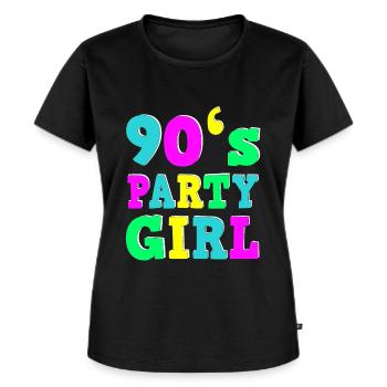 90's Party Girl Shirt 90er Party Outfit Damen - Frauen Premium Bio T-Shirt - Schwarz - Vorne - Selfina (174cm)