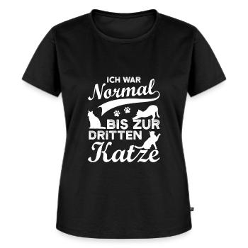 Ich war normal bis zu dritten Katze Katzenliebe - Frauen Premium Bio T-Shirt - Schwarz - Vorne - Selfina (174cm)